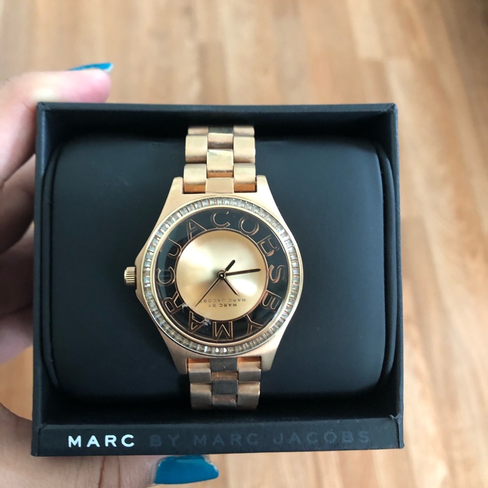 Marc Jacobs Large Rose Gold Rhinestone Watch